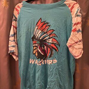 Evolution in Design Native American Warriors Chief in‎ Headdress Blue T-Shirt L